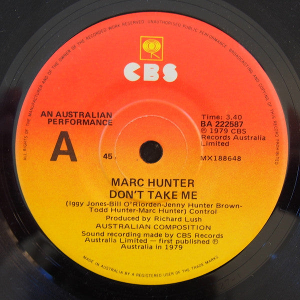 Marc Hunter : Don't Take Me (7")