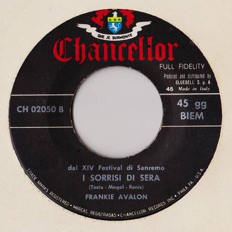 Frankie Avalon : Motivo D'Amore / I Sorrisi Di Sera (7")
