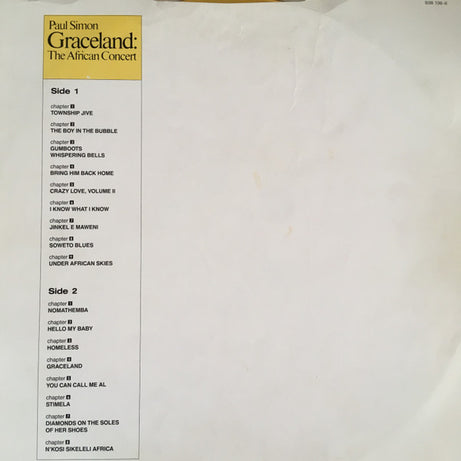 Paul Simon : Graceland: The African Concert (CDV, 12", PAL, Gol)