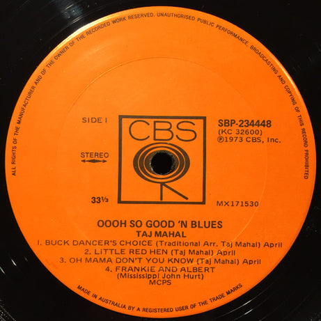 Taj Mahal : Oooh So Good 'n Blues (LP, Album)