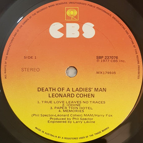 Leonard Cohen : Death Of A Ladies' Man (LP, Album, Gat)