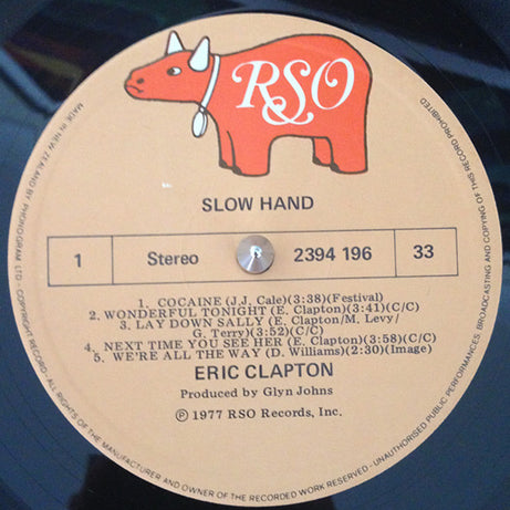 Eric Clapton : Slowhand (LP, Album, Gat)