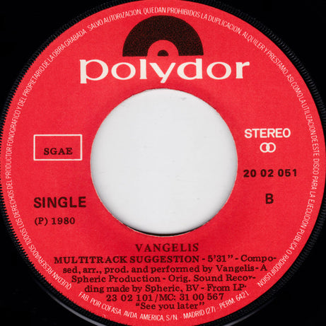 Vangelis : Not A Bit-All Of It = Un Poco No, Todo (7", Single)