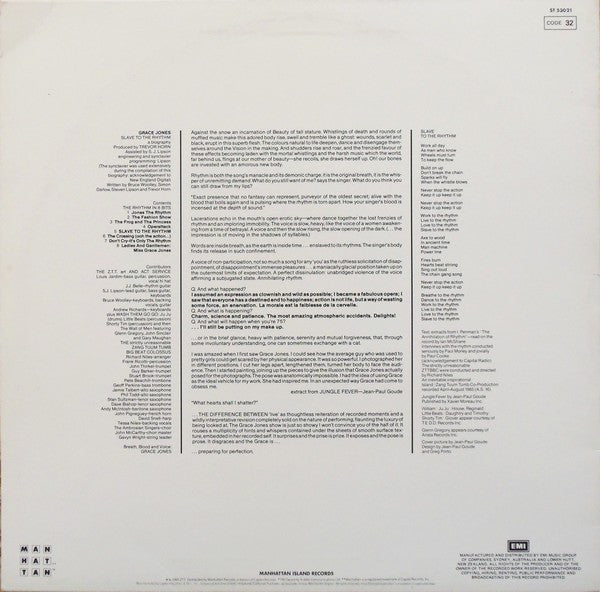 Grace Jones : Slave To The Rhythm (LP, Album)