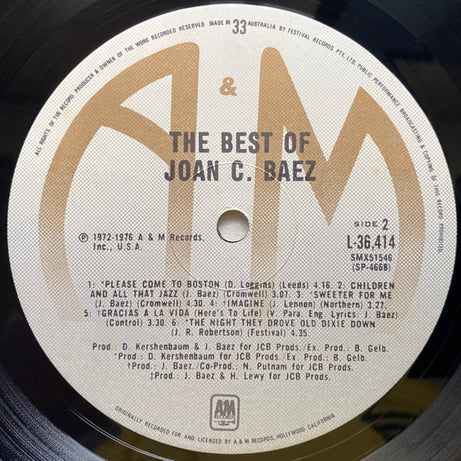 Joan C. Baez* : The Best Of Joan C. Baez (LP, Comp)