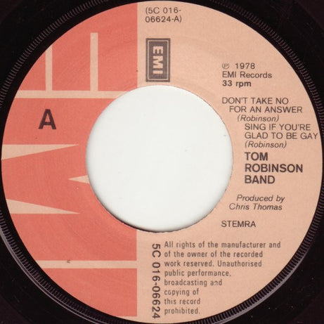 Tom Robinson Band : Don't Take No For An Answer (7", EP)