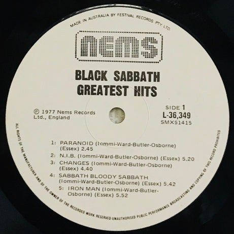 Black Sabbath : Greatest Hits (LP, Comp)