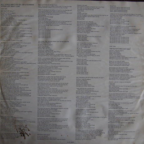 Meat Loaf : Bat Out Of Hell (LP, Album, RE)