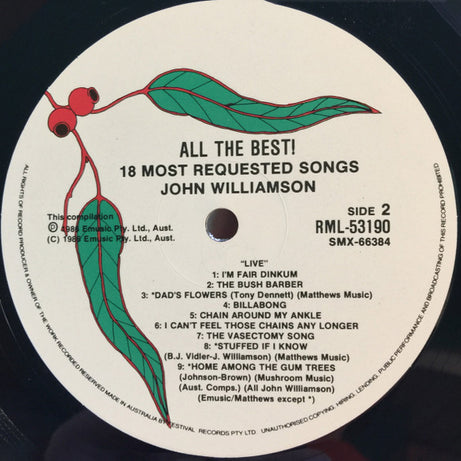 John Williamson : All The Best! (LP, Comp, RM, Gat)