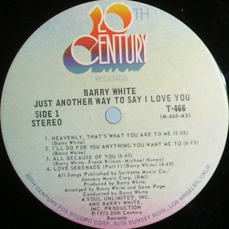 Barry White : Just Another Way To Say I Love You (LP, Album, San)
