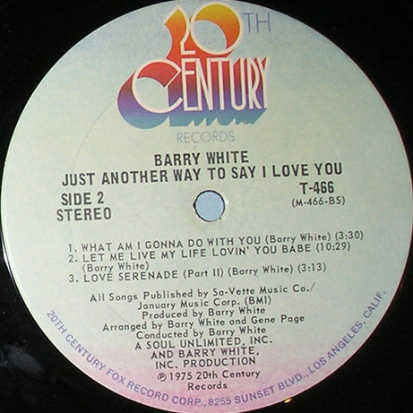 Barry White : Just Another Way To Say I Love You (LP, Album, San)