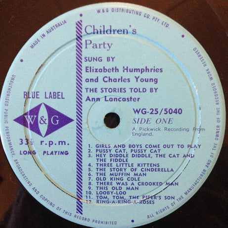 Elizabeth Humphries And Charles Young Narrated By Ann Lancaster : Children's Party (LP, Album)