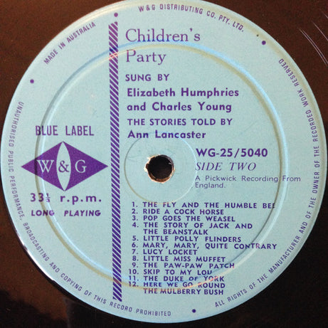 Elizabeth Humphries And Charles Young Narrated By Ann Lancaster : Children's Party (LP, Album)