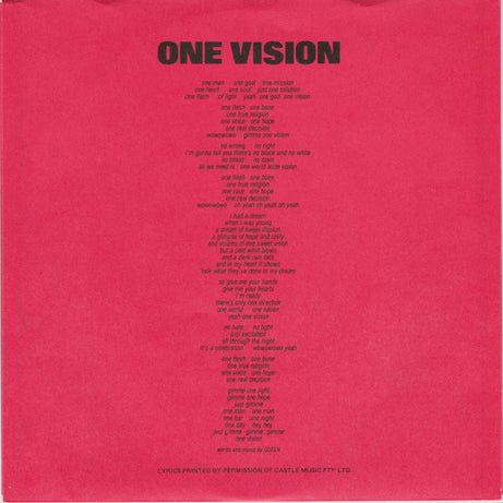 Queen : One Vision (7", Single, Pic)