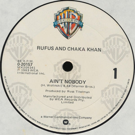 Rufus & Chaka Khan : Ain't Nobody (12")
