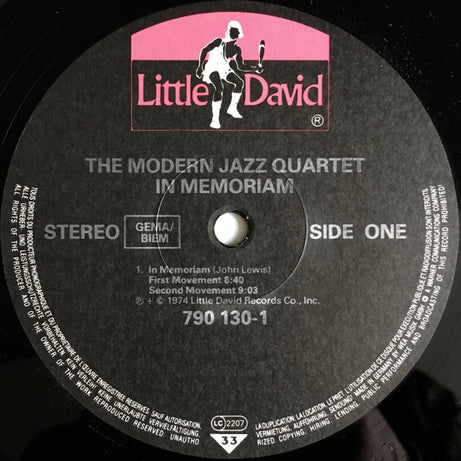 The Modern Jazz Quartet : In Memoriam (LP, Album, RE)