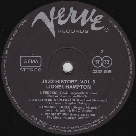 Lionel Hampton : Jazz History Vol. 5 (2xLP, Comp)