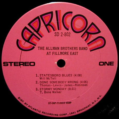 The Allman Brothers Band : The Allman Brothers Band At Fillmore East (2xLP, Album, VSR)