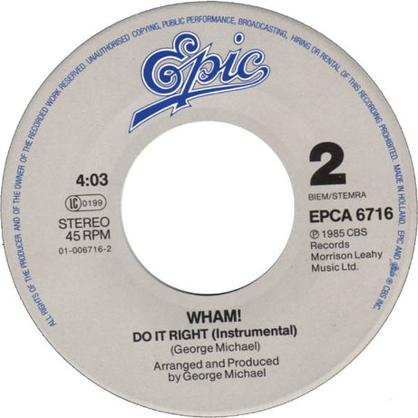 Wham! : I'm Your Man (7", Single)