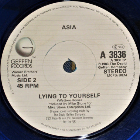 Asia (2) : The Smile Has Left Your Eyes (7", Single, Ltd, Blu)