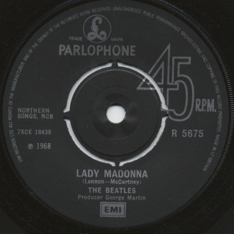 The Beatles : Lady Madonna c/w The Inner Light (7", Single, Mono, RE)