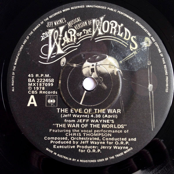 Jeff Wayne : The Eve Of The War (7", Single)