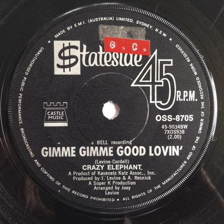 Crazy Elephant : Gimme Gimme Good Lovin' / Dark Part Of My Mind (7", Single)