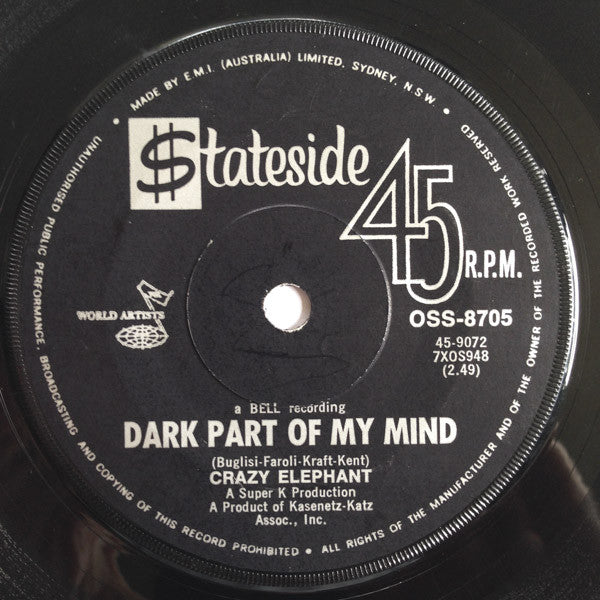 Crazy Elephant : Gimme Gimme Good Lovin' / Dark Part Of My Mind (7", Single)