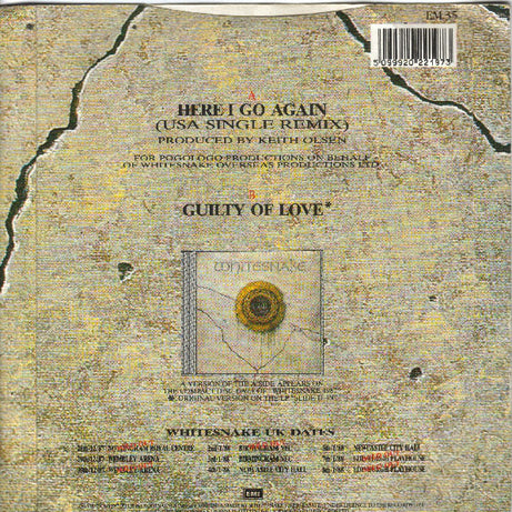 Whitesnake : Here I Go Again (USA Single Remix) (7", Single, Pap)