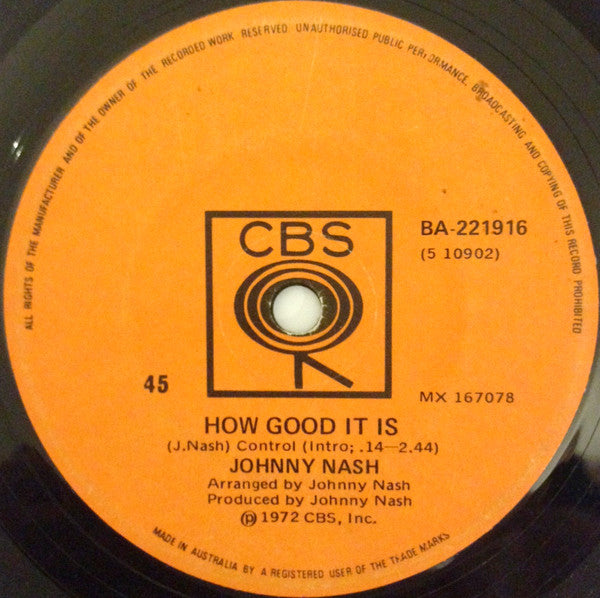 Johnny Nash : I Can See Clearly Now (7", Single)
