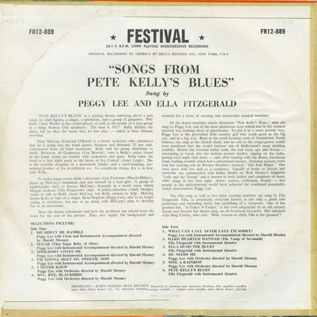Peggy Lee / Ella Fitzgerald : Songs From Pete Kelly's Blues (LP, Album)