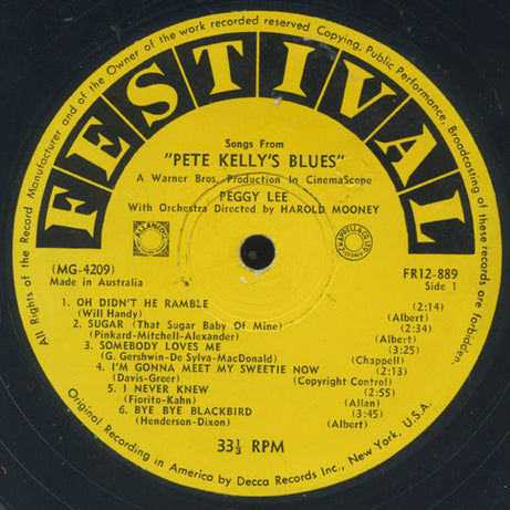 Peggy Lee / Ella Fitzgerald : Songs From Pete Kelly's Blues (LP, Album)