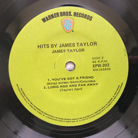James Taylor (2) : Hits By James Taylor (7", EP)