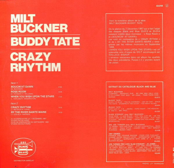 Milt Buckner, Buddy Tate : Crazy Rhythm (LP, Album, Mono)