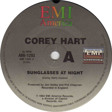 Corey Hart : Sunglasses At Night (7", Single)