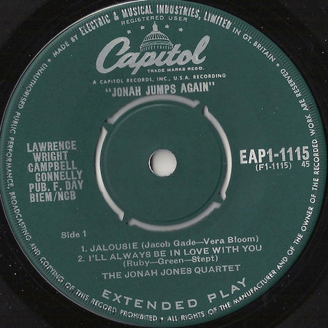 The Jonah Jones Quartet : Jonah Jumps Again (7", EP)