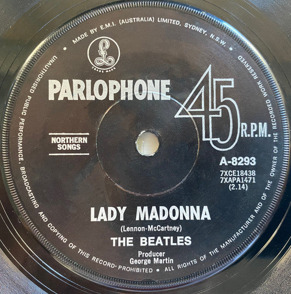 The Beatles : Lady Madonna (7", Single, Mono)