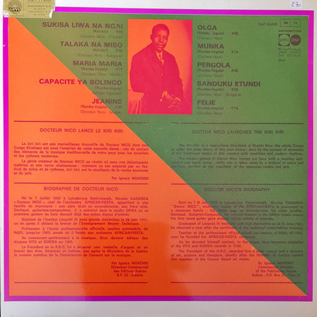 Dr. Nico et L'Orchestre African Fiesta Sukisa : Toute L' Afrique Danse (LP, Comp)
