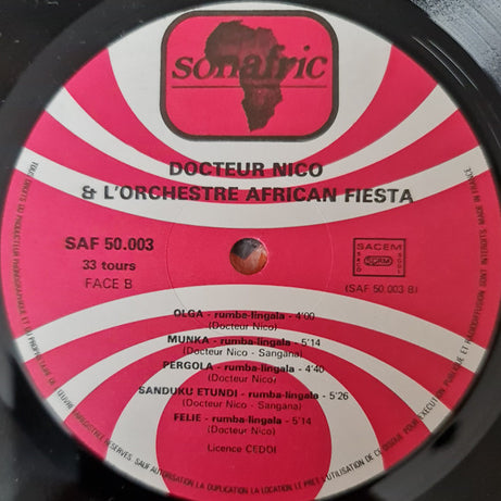 Dr. Nico et L'Orchestre African Fiesta Sukisa : Toute L' Afrique Danse (LP, Comp)