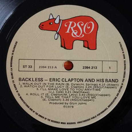 Eric Clapton : Backless (LP, Album, Gat)