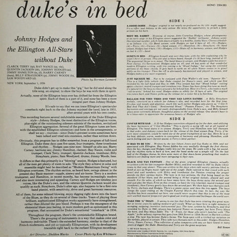 Johnny Hodges And The Ellington All-Stars Without Duke : Duke's In Bed (LP, Album, Mono, RE)