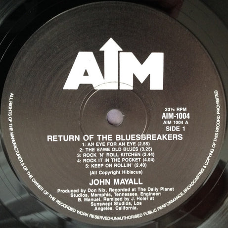John Mayall Featuring Mick Taylor : Return Of The Bluesbreakers (LP)