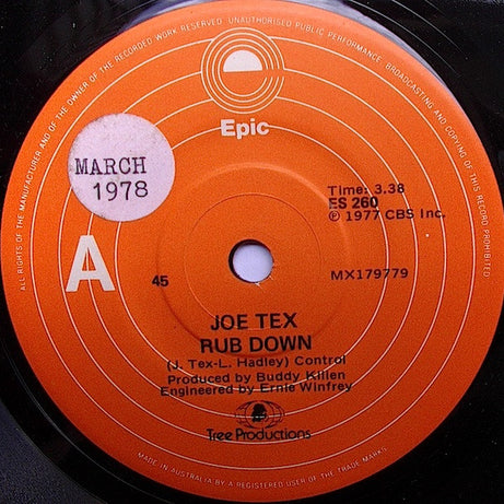 Joe Tex : Rub Down / Be Kind To Old People (7")