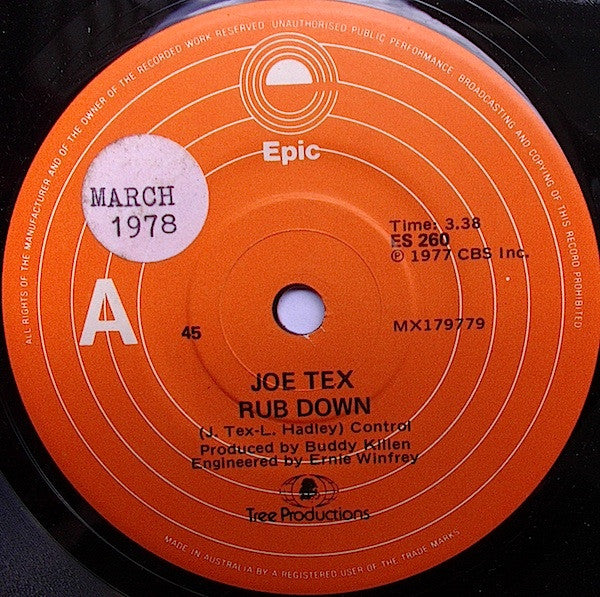 Joe Tex : Rub Down / Be Kind To Old People (7")