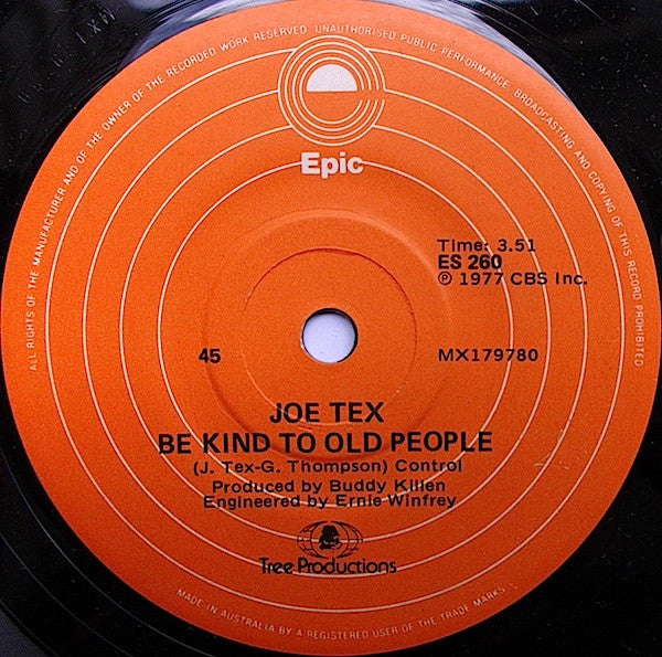 Joe Tex : Rub Down / Be Kind To Old People (7")