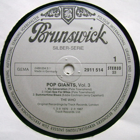 The Who : Pop Giants, Vol. 3 (LP, Comp)