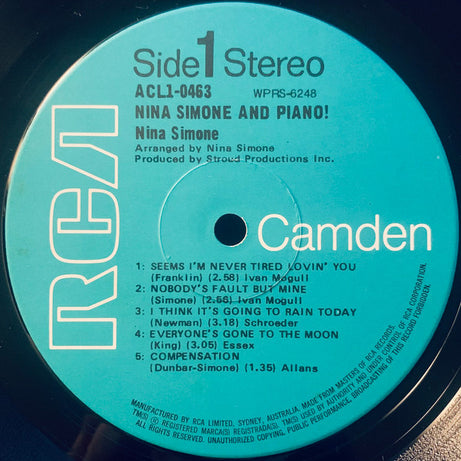 Nina Simone : Nina Simone And Piano! (LP, Album, RE)