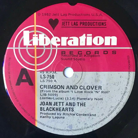 Joan Jett & The Blackhearts : Crimson And Clover (7")
