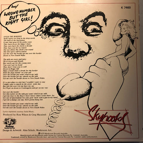 Skyhooks : Over The Border (7", Single, Ltd, Blu)