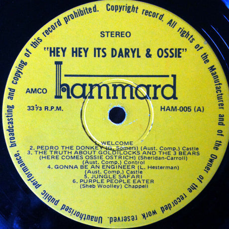 Daryl Somers & Ossie Ostrich : Hey! Hey! It's Daryl & Ossie (LP, Album)
